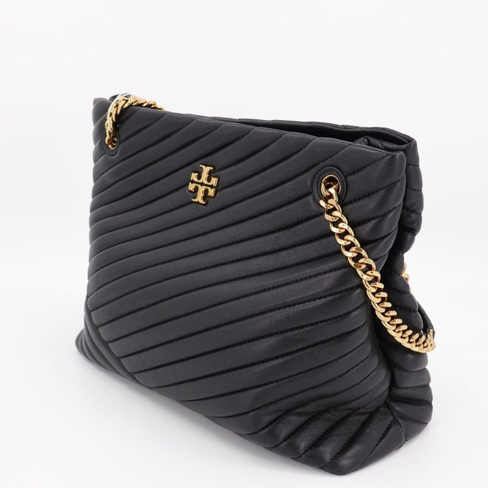 Tory Burch Kira Chevron Leather Tote Black - Picture 2 of 11